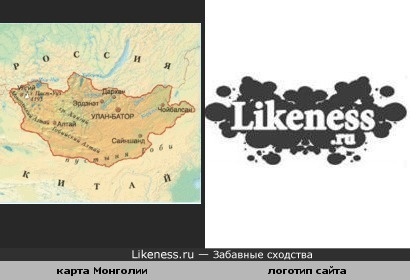 Карта Монголии и логотип Лайкнесс