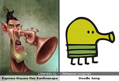 Персонаж картины Ницина Пао Камблекара похож на Doodle Jump