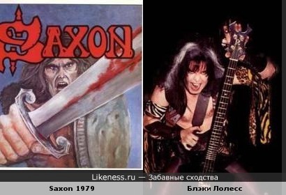 Персонаж обложки дебютного альбома группы Saxon поохж на лидера группы W.A.S.P