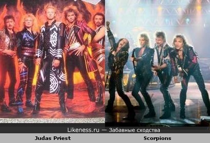 Был период, когда Judas Priest и Scorpions носили почти одинаковые сценические костюмы (кто видел клипы с альбомов, тот поймёт)