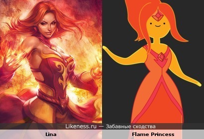Lina из Dota 2 похожа на Flame Princess из Adventure Time