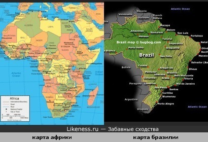 карта африки пахож на карту бразилии