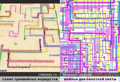3D-схема трамвайных маршрутов Москвы напоминает шаблон для печатной платы